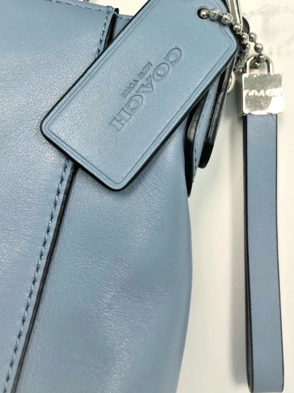Coach Charlie Shoulder Purse Luxury Leather Hobo Handbag Cornflower Blue - Picture 8 of 15